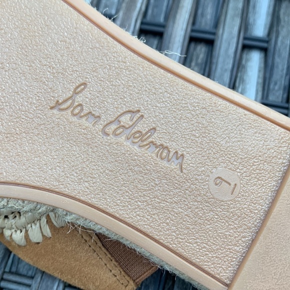 LIKE NEW Sam Edelman Austin Suede Espadrille Mules - Caramel - Picture 9 of 15